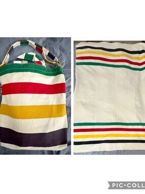 Hudson’s Bay Large Polar Fleece Throw Blanket 70”X 50”/Canvas Tote Carrying Bag